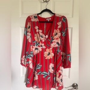 Express Vibrant Red Floral Dress
